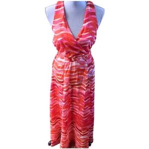 NWT Alexa B Nites Maxi Dress Women's Size 12‎ Orange Pink Backless Sleeveless